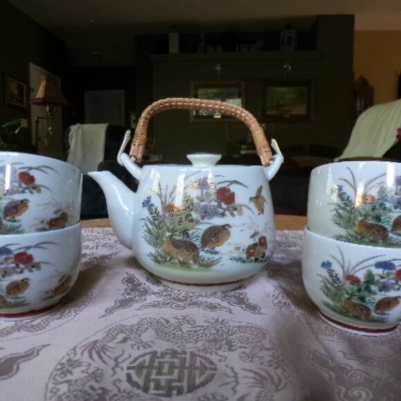 Vintage 1940s OMC Japan Tea Set | Autumn Fall Tea Set - Picture 4 of 16